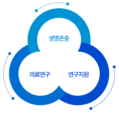 다이어그램- 생명존중, 의료연구, 연구지원